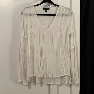 Atmosphere Boho White Long Sleeve Beach Vibe Shirt — Size: 10